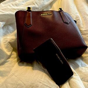 Burgundy Michael Kors bag and wallet